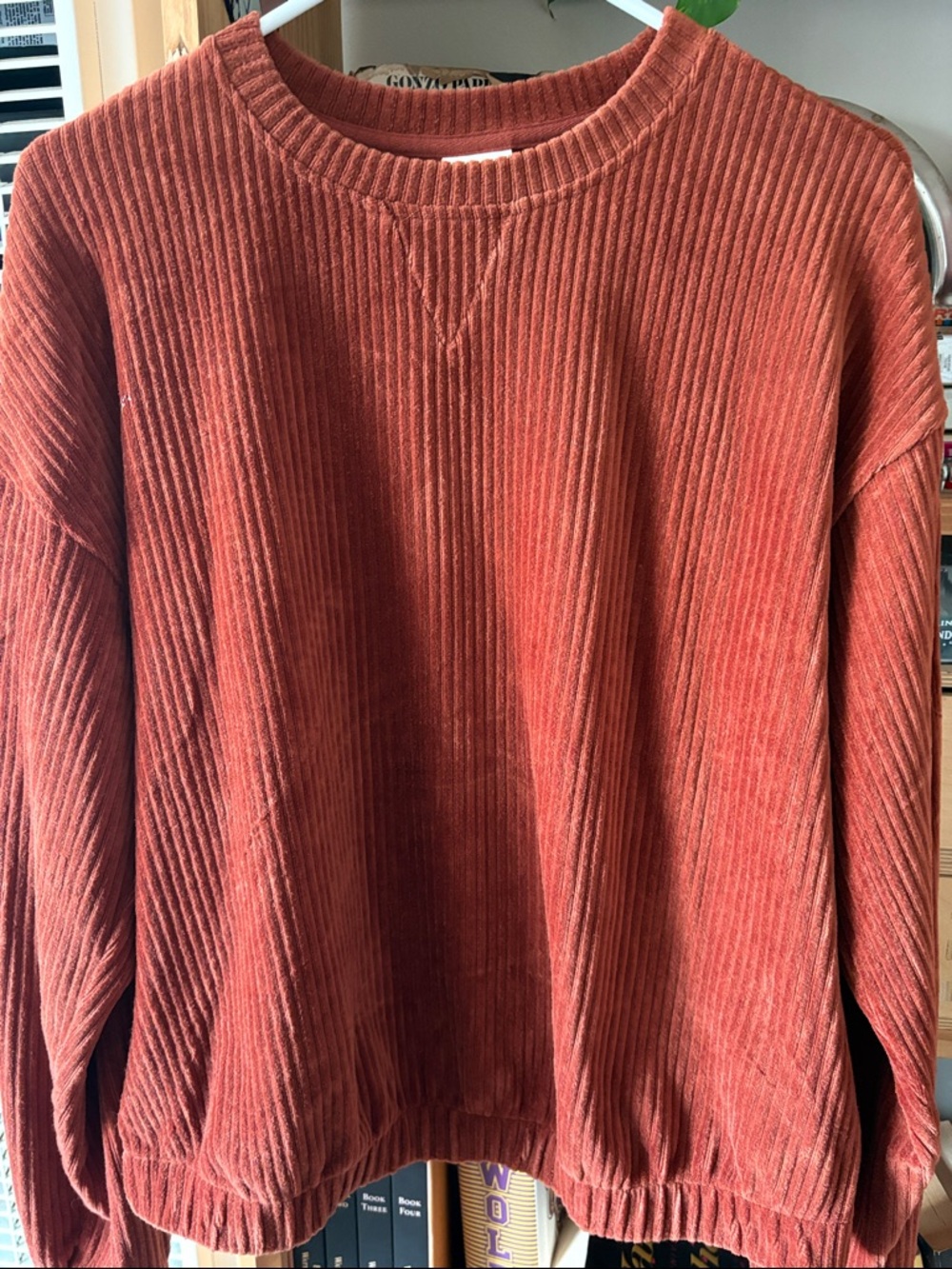 a new day Rust Ribbed Crewneck Sweater